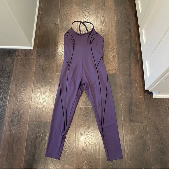 Victoria secret Purple gym wear beach Essential Fine Lines Long Bodysuit Sm NWOT